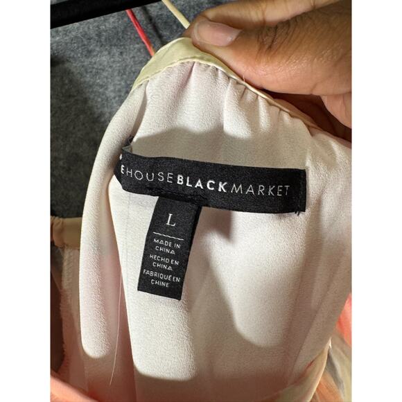 White House‎ Black Market Blouse Women Large Cold Shoulder Water Color Artsy - Picture 3 of 7